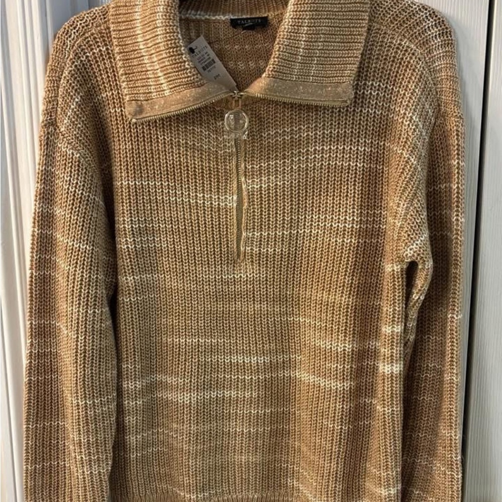 NWT Talbots Speckled Space Dye Half Zip Pullover Sweater SZ MP - Picture 2 of 4